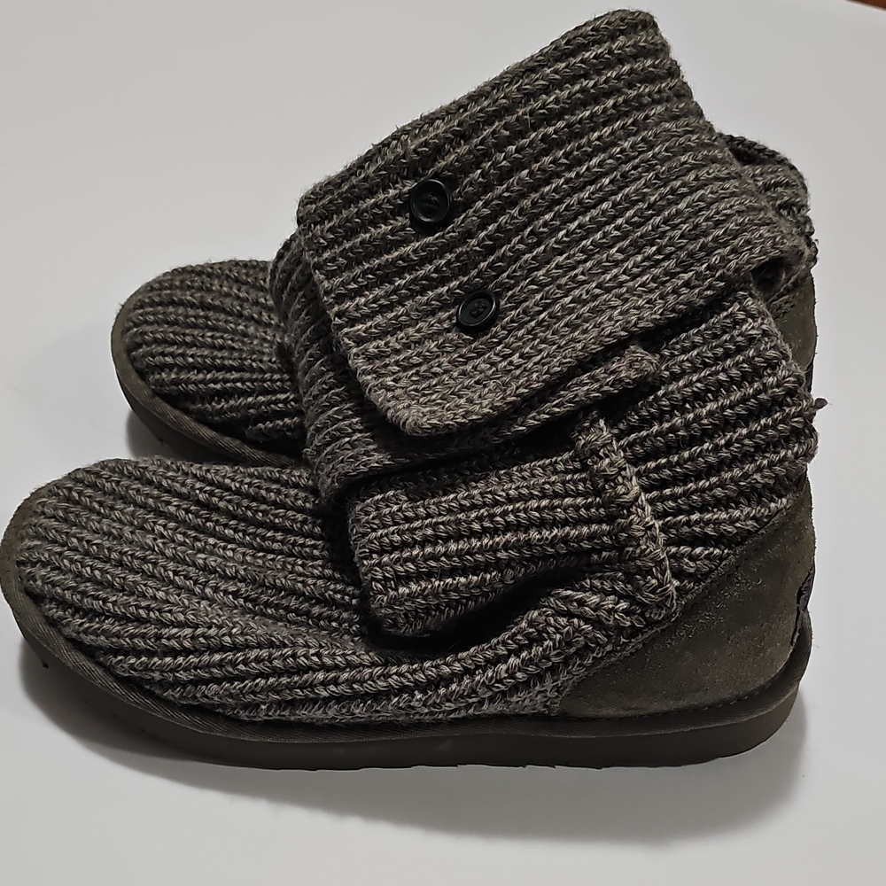 UGG Knit Fold-Over Booties - Charcoal